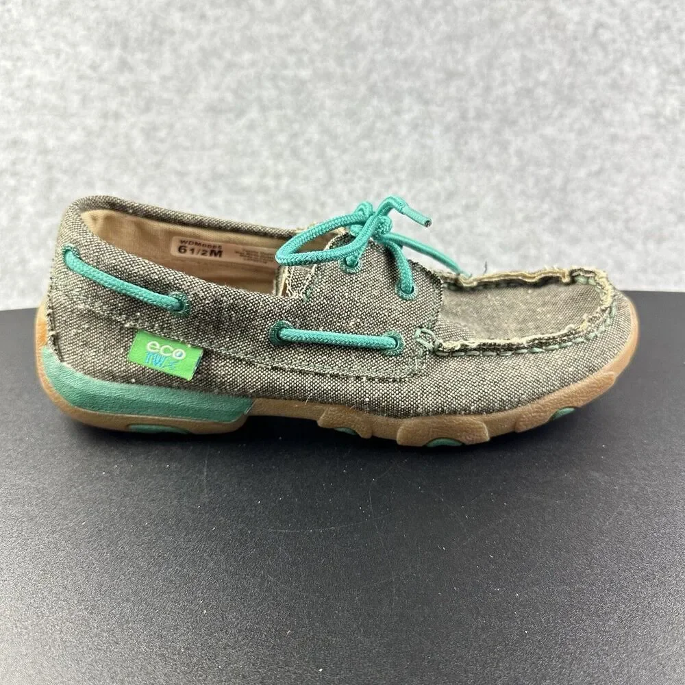 Twisted X ECO Boat Shoes Driving Mocs Womens 6.5M WDM0085 Western Outdoors Teal